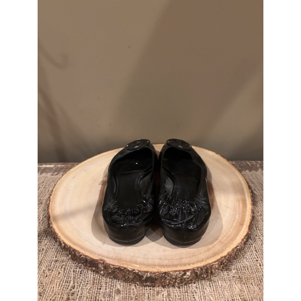 TORY‎ BURCH Logo Black Patent Leather Flat Size: 71/2 M - Picture 7 of 8